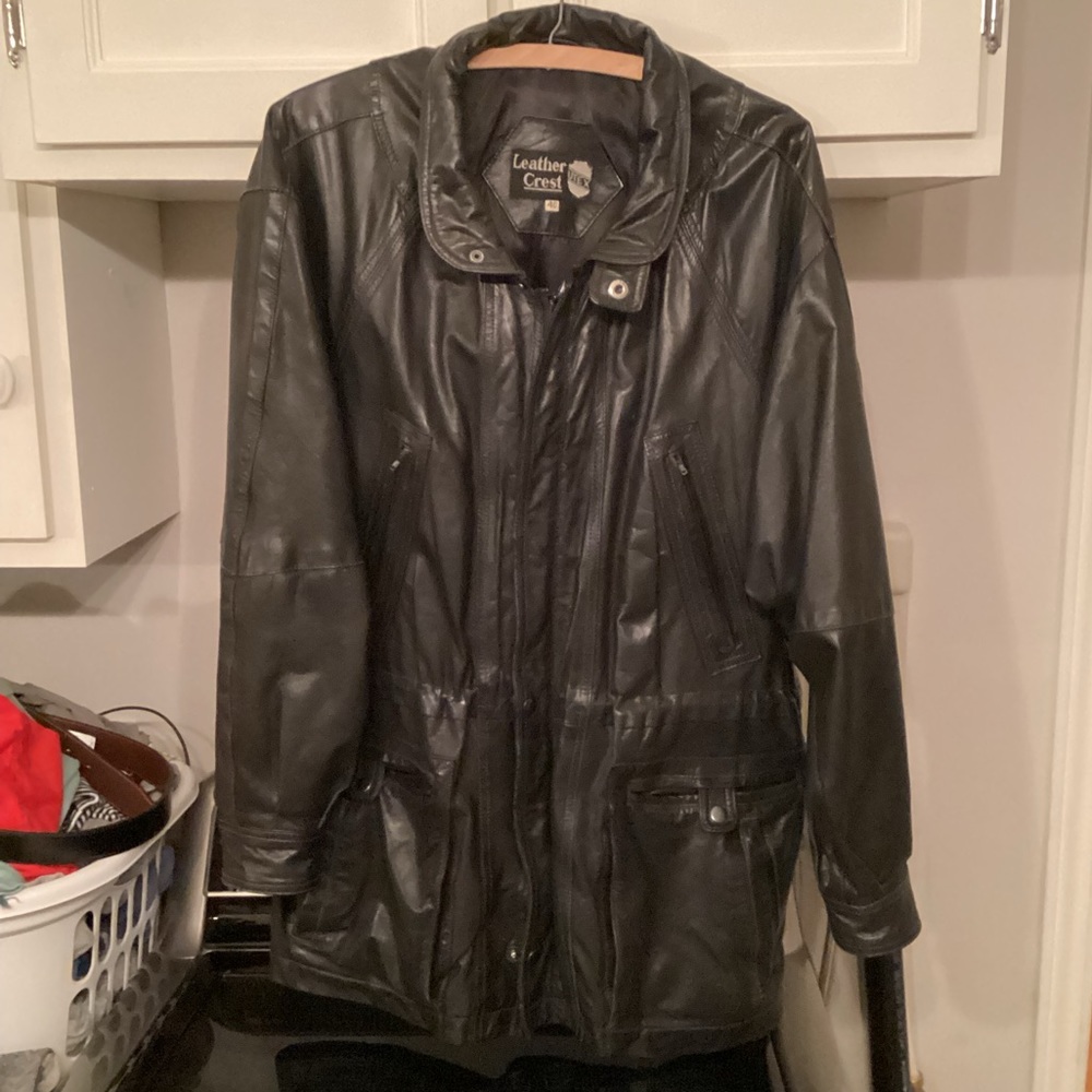 Black Leather Crest Utex Jacket